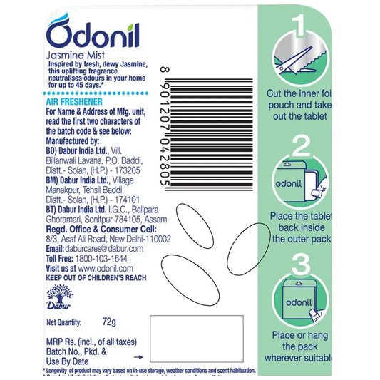Odonil Bathroom Air Freshener Blocks - Jasmine Mist, (72g)