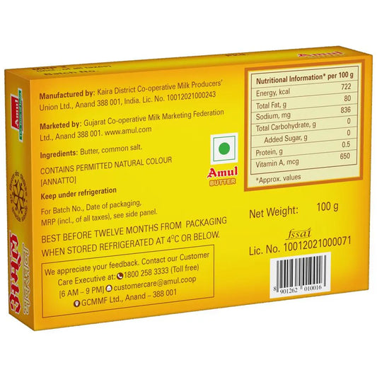 Amul Pasteurised Butter (100g Carton)