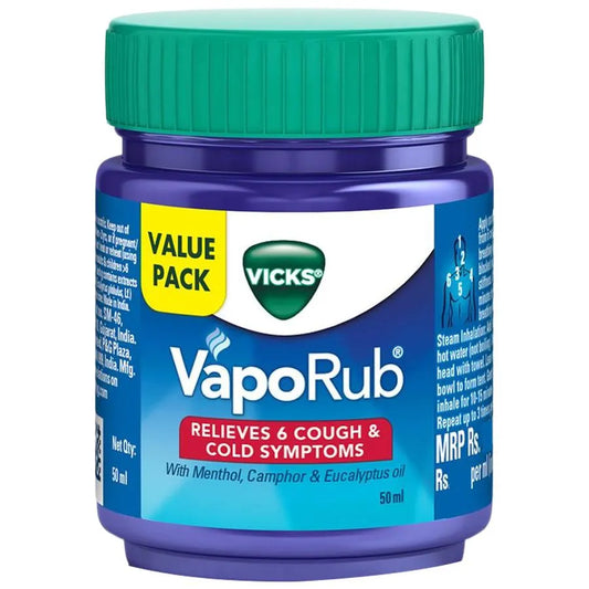 Vicks Vapo Rub With Menthol, Camphor & Eucalyptus Oil (50ml)