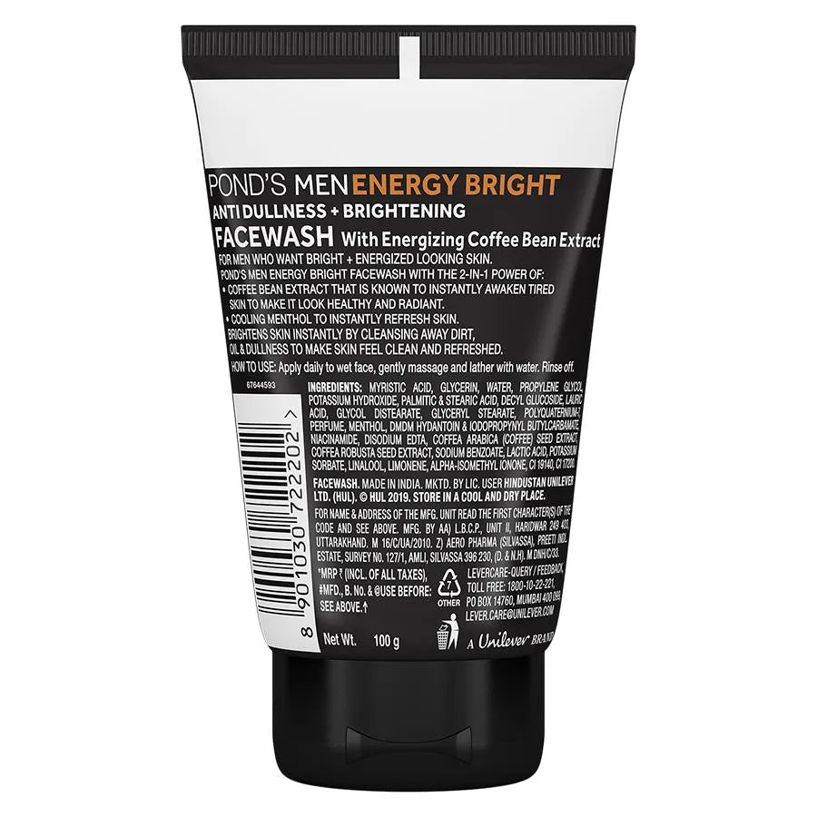 Ponds Men Energy Bright Facewash With Coffee Bean Extract (100g)