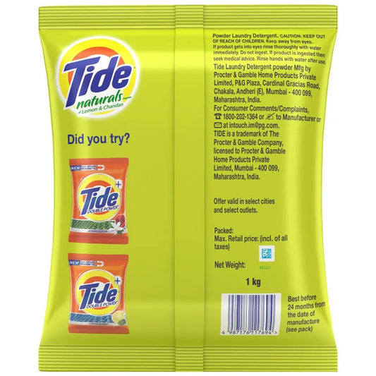 Tide Naturals Washing Detergent Powder - Lemon & Chandan, (1kg)