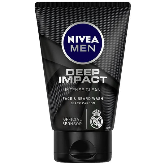 Nivea Deep Impact Face Wash With Black Carbon - Intense Clean For Beard & Face (100g)