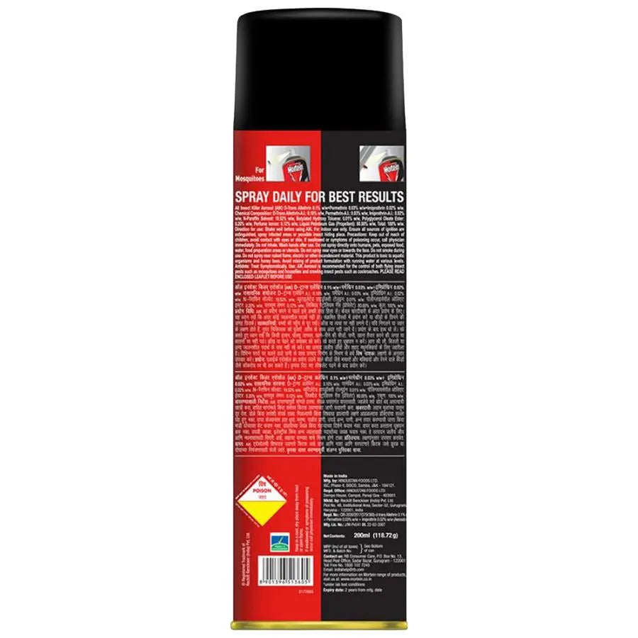 Mortein 2-In-1 Mosquito & Cockroach Killer Spray - Lemon Fragrance, (200ml)