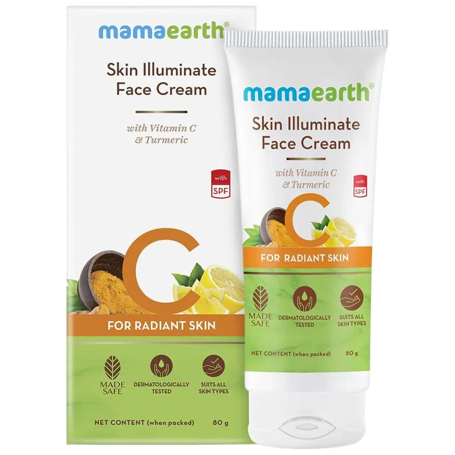 Mamaearth Skin Illuminate Face Cream for skin brightening with Vitamin C and Turmeric (80gm)