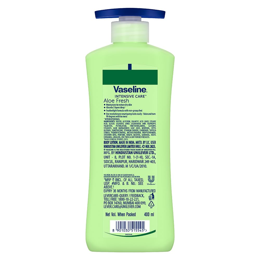 Vaseline Intensive Care Aloe Fresh Body Lotion Daily Moisturizer for Dry Skin (400ml)