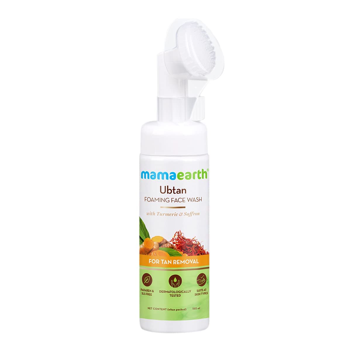 Mamaearth Ubtan Foaming Face Wash With Turmeric & Saffron For Tan Removal (150ml)