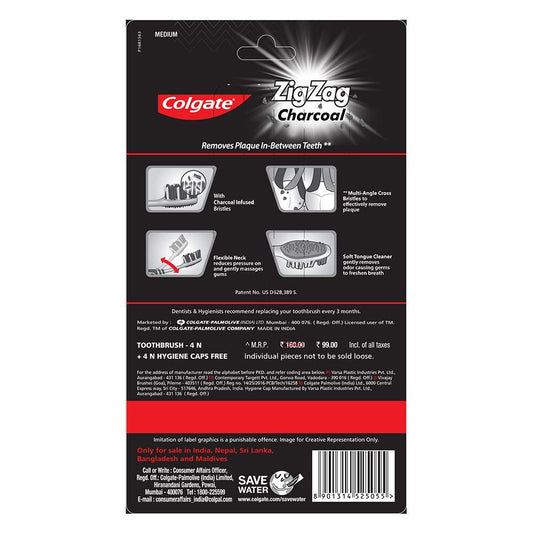 Colgate Zig Zag Charcoal (Medium) Toothbrush (4p)