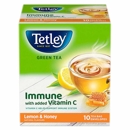 Tetley Green Tea Lemon & Honey Immune With Added Vitamin C 10pcs  (10 Units)