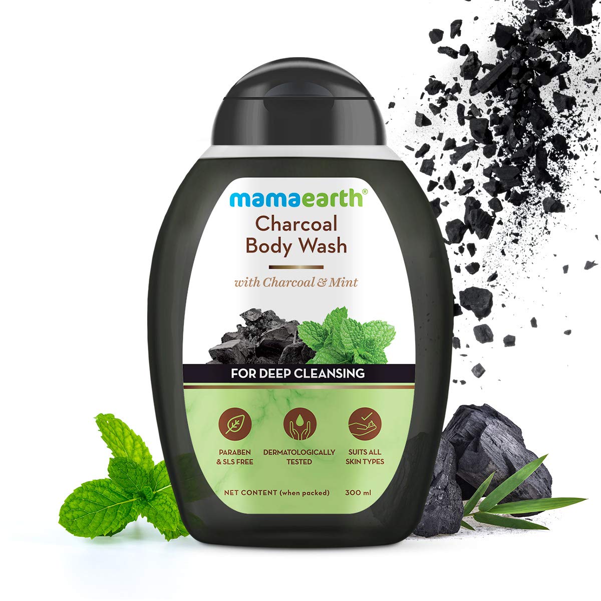 Mamaearth Charcoal Body Wash With Charcoal & Mint For Deep Cleansing (300ml)