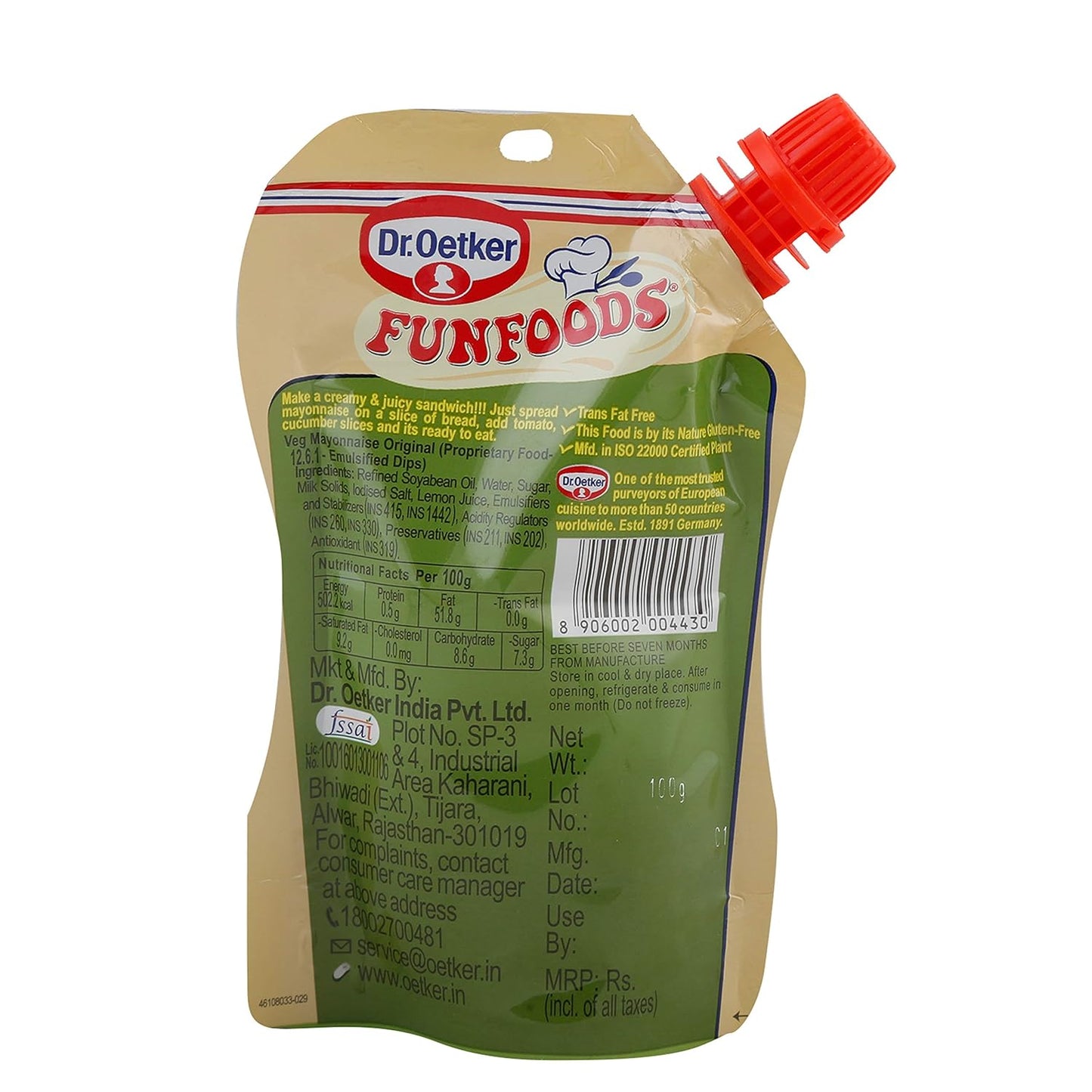 Dr. Oetker Funfoods Veg Mayonnaise Original (100g)