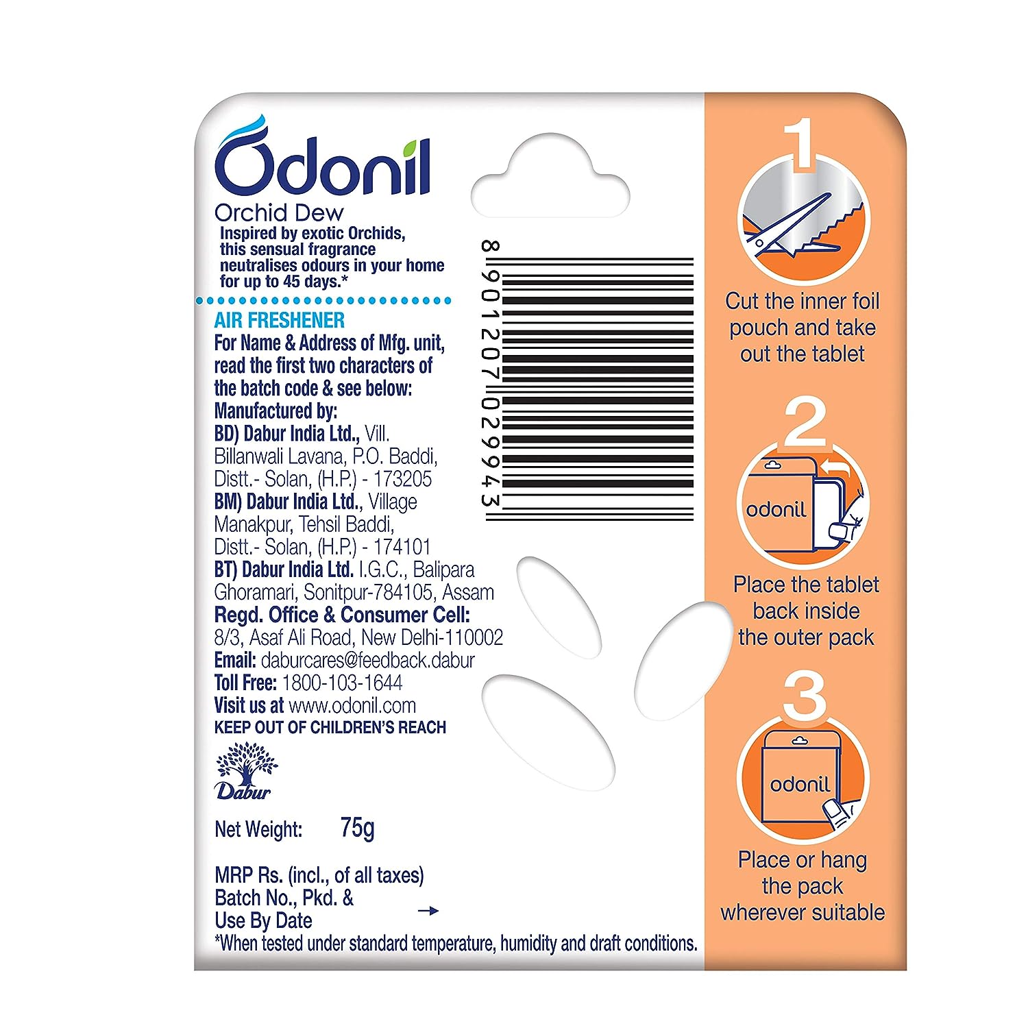 Odonil Air Freshener Blocks -Orchid Dew (75g)