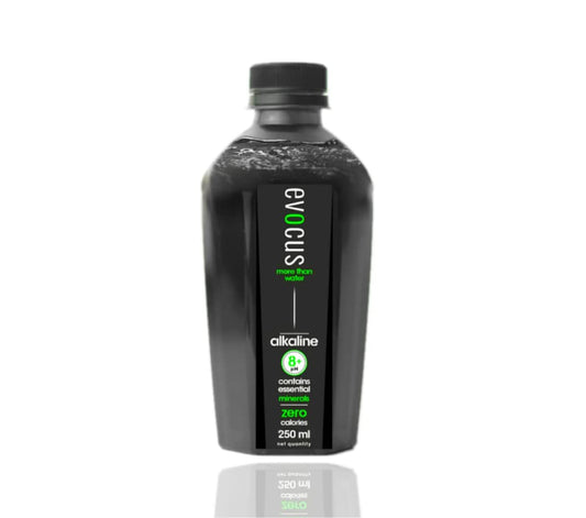 Evocus Black Alkaline Drink- Infused with Essential Minerals - 8+ pH Alkaline (250ml)