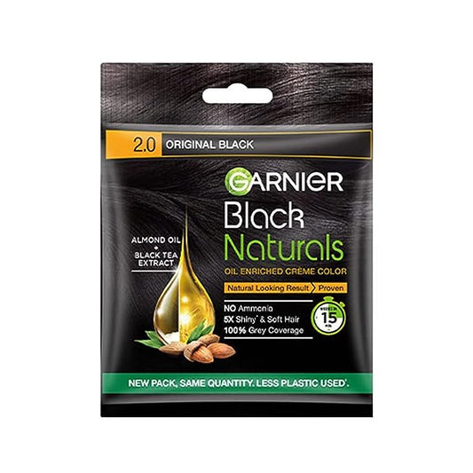 Garnier Black Naturals Ammonia Free Hair Colour, Original Black (20g + 20ml)