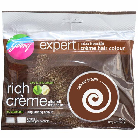 Godrej Expert Rich Creme Ammonia Free Hair Colour, Natural Brown (20g + 20ml)