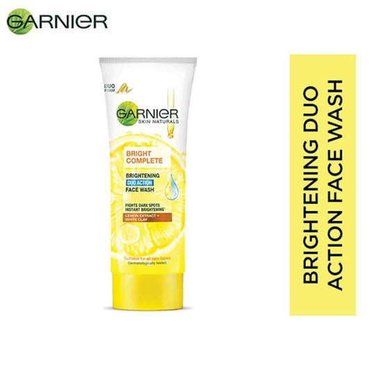 Garnier Bright Complete Brightening Duo Action Face Wash - Lemon Extract + White Clay (100gm)