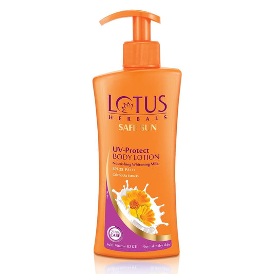 Lotus Herbals Safe Sun UV Protect Body Lotion - Nourishing Whitening Milk | SPF 25 | PA+++ | (250ml)
