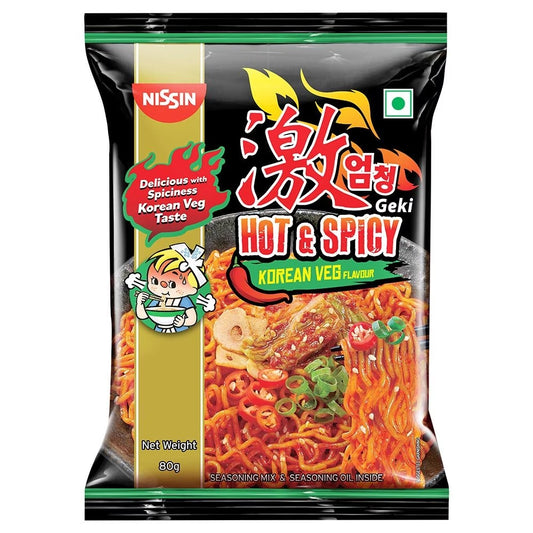 Nissin Geki - Hot & Spicy Korean Veg Flavoured Instant Noodles (80g)