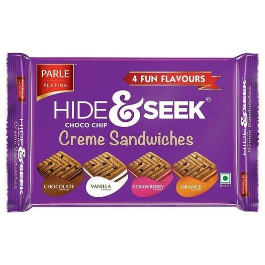 Parle Hide & Seek 4 Fun Flavours Choco Chip Creme Sandwich Biscuits (400g)