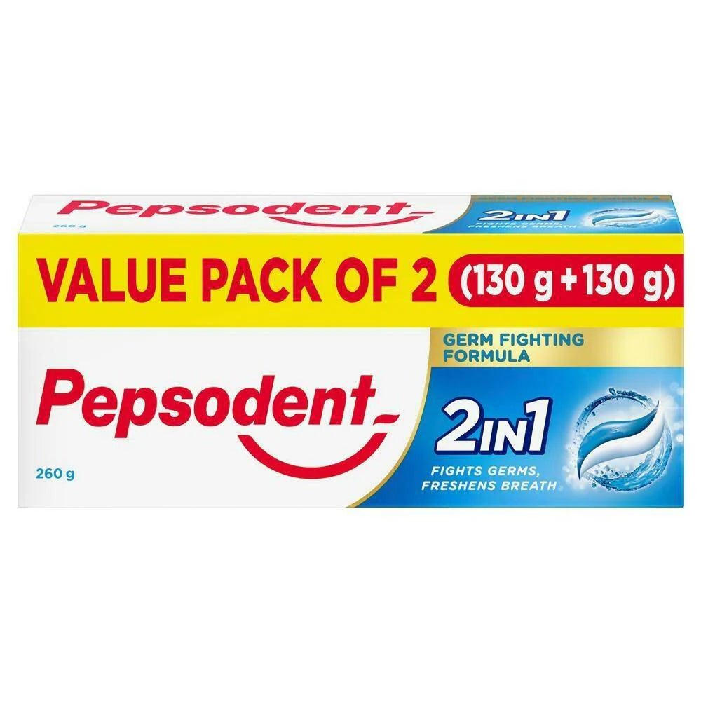 Pepsodent 2 in 1 Germ Fighting Formula Toothpaste 130 g (Pack of 2)