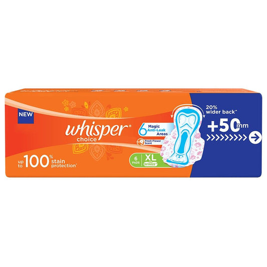 Whisper Choice Sanitary Napkin With Wings (XL) (6p)